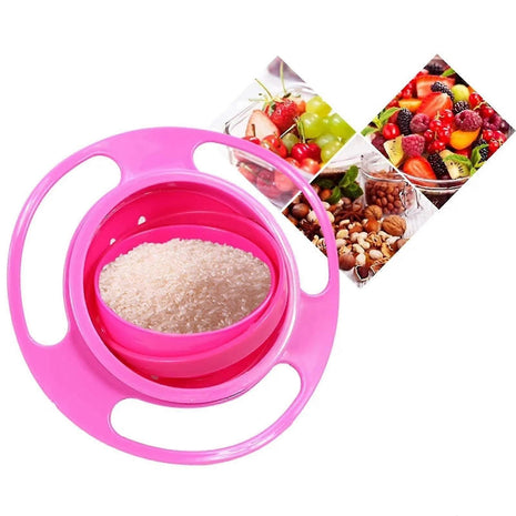 360° Spillproof Gyro Bowl for Toddlers – Food-Grade Plastic – Easy-Grip Saturn Design – Travel Lid – Multicolour