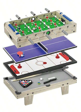 4-in-1 Tabletop Game Set – Compact Wood Game Table with Pool, Air Hockey, Table Tennis & Foosball – Accessories Included