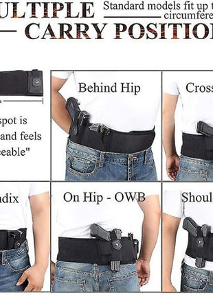 Concealed Waist Holster 101cm Neoprene Belt with Quick Draw Strap and Pocket – Right-Hand Fit