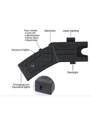 Self‑Defence Shooting Stun Gun 80 000 V – 3 Cartridges + Laser + Carry Case – Compact 15×6×3 cm Rechargeable