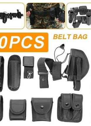 Tactical Duty Belt 100–135cm Adjustable – 1680D Fabric Modular System with 9 Components – Quick Release – Black