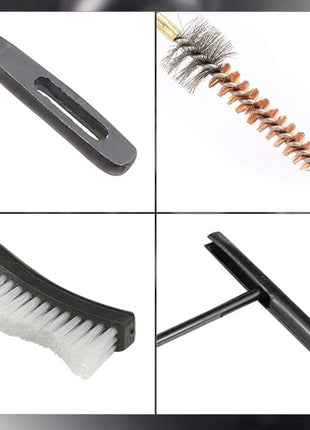 10‑Piece Rifle Cleaning Kit .22/.223/5.56 – Steel Rods, Brass & Nylon Brushes in Green Belt‑Pouch