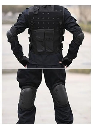 Tactical Knee & Elbow Pad Set – High‑Impact EVA & Rubber Composite Caps – Adjustable Strap Fit – Black