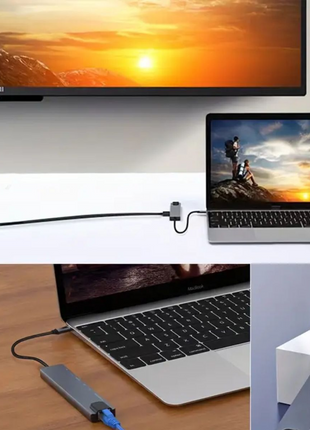 UNISYNC 8-in-1 USB-C Docking Station with 87W PD, HDMI, USB 3.0, RJ45, SD/TF – Slim Hub