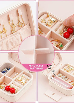 Small Jewellery Storage Box | PU Leather Travel Case with Zip Closure