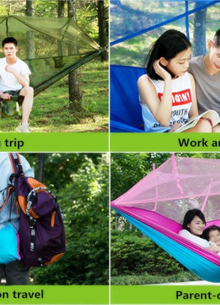 Camping Hammock 290x140cm Nylon with Mosquito Net – Lightweight Foldable Outdoor Hammock