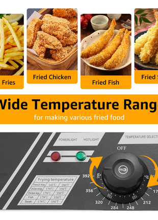 Electric Deep Fryer 5.5 L – 2500W Stainless Steel – Adjustable Temperature – Silver Finish