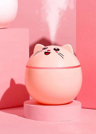 Cat Shape Mini Humidifier with RGB Night Light, USB-C Rechargeable Cool Mist Aroma Diffuser, 20 dB Quiet, Auto Shut-Off, 100×70×100 mm