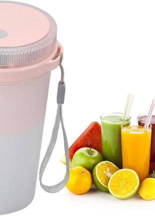 Portable USB Rechargeable Blender 300ml Personal Juicer Cup with 6 Stainless Steel Blades, 40W, 1200mAh Battery- Pink
