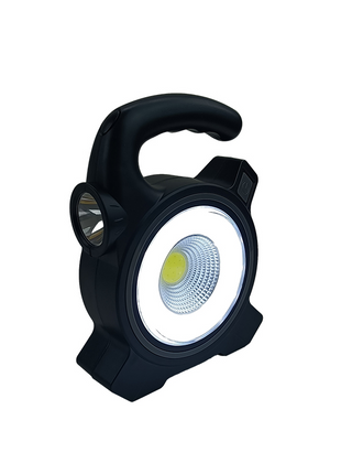 Rechargeable COB LED Work Light with Solar Charging, Power Bank Output, Portable Camping Torch