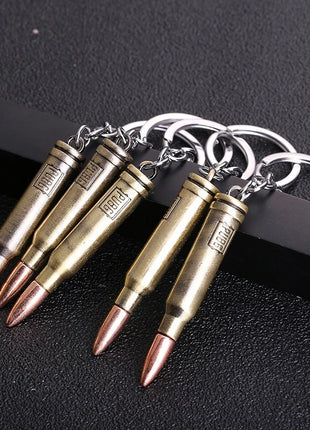 Bullet Keychain 64mm – Metal Replica 7.62×51mm PUBG-Inspired Accessory – Antique Gold Gaming Gift