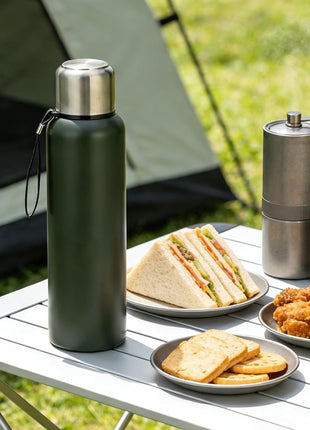 Stainless Steel Vacuum Flask with Filter – Double-Wall Insulated, Hot 24h / Cold 36h