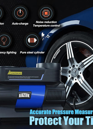 Portable Air Compressor 150PSI 35L/min – Digital Tyre Inflator with LED Light & Auto Shutoff