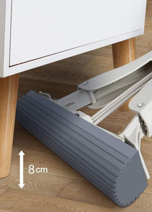 PVA Sponge Mop 28cm Head with Fold-Squeeze Wringing – Adjustable Stainless Handle 95–124cm – Off-White/Grey