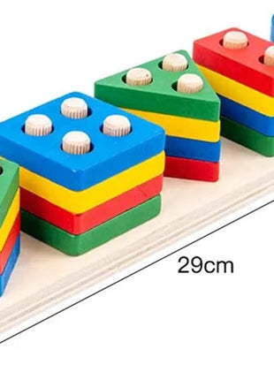 Wooden Shape Sorting Toy Board – 21-Piece Eco-Friendly Set – Color Learning & Fine Motor – Multicolor