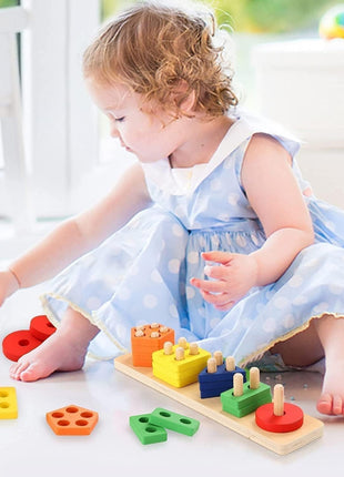 Wooden Shape Sorting Toy Board – 21-Piece Eco-Friendly Set – Color Learning & Fine Motor – Multicolor