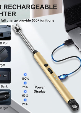 Electric Arc Lighter – 29.5cm Flexible USB Rechargeable – Windproof Safety Ignition with LED Indicator