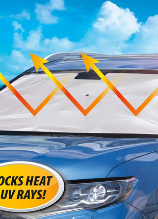 Windshield Sun Shade 145×79cm – Reflective UV Blocker – Foldable Car Visor