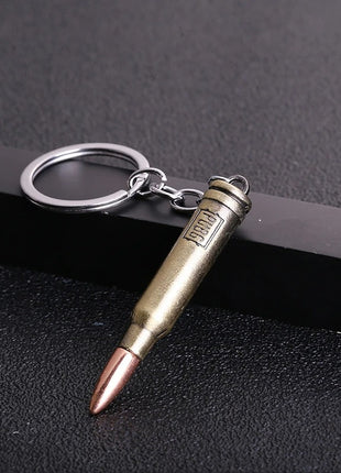 Bullet Keychain 64mm – Metal Replica 7.62×51mm PUBG-Inspired Accessory – Antique Gold Gaming Gift