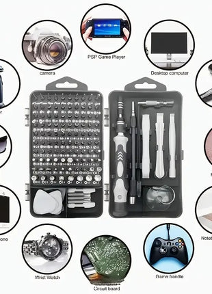 115-in-1 Precision Screwdriver Set – Multi-Bit Magnetic Repair Kit with Tweezers, Crowbars & Case – Chrome Vanadium Bits