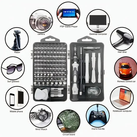 115-in-1 Precision Screwdriver Set – Multi-Bit Magnetic Repair Kit with Tweezers, Crowbars & Case – Chrome Vanadium Bits
