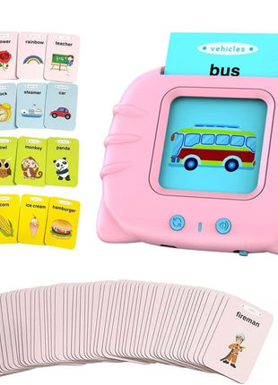 Talking Flash Cards for Kids – 112 Double-Sided Sight Word Cards – 224 Words, 13 Categories, No Screen – Ages 2–6 – Pink