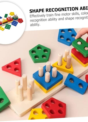 Wooden Shape Sorting Toy Board – 21-Piece Eco-Friendly Set – Color Learning & Fine Motor – Multicolor
