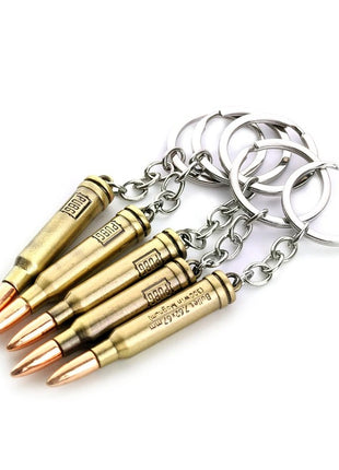 Bullet Keychain 64mm – Metal Replica 7.62×51mm PUBG-Inspired Accessory – Antique Gold Gaming Gift