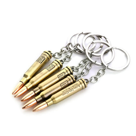 Bullet Keychain 64mm – Metal Replica 7.62×51mm PUBG-Inspired Accessory – Antique Gold Gaming Gift