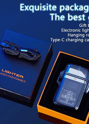 USB Rechargeable Dual Arc Plasma Flashlight Lighter – 2-in-1 Waterproof Windproof LED Light – ABS Plastic
