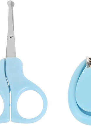 Baby Nail Care Kit 4-Piece Set – Stainless Steel Clippers, Tweezers & File – Blue Storage Box