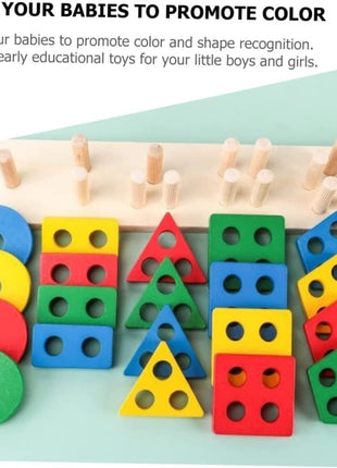 Wooden Shape Sorting Toy Board – 21-Piece Eco-Friendly Set – Color Learning & Fine Motor – Multicolor
