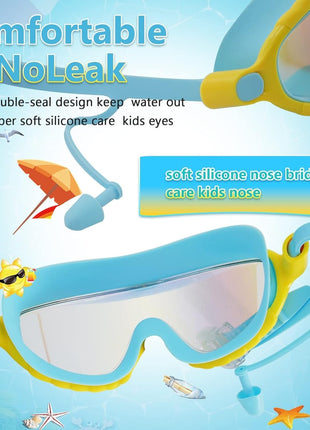 Kids Swimming Goggles 15cm Anti-Fog UV Protection Soft Silicone Seal  – Fits Ages 3–14
