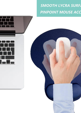 Mouse Pad Gel Wrist Support – Ergonomic Comfort, Non-Slip PU Base, Smooth Fabric –Navy