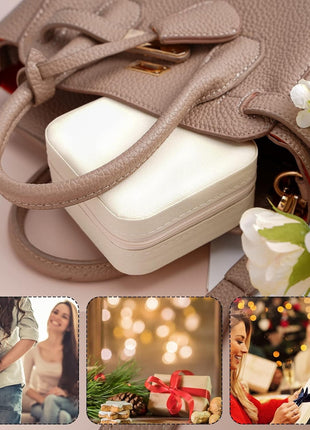Small Jewellery Storage Box | PU Leather Travel Case with Zip Closure