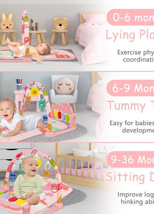 Piano Fitness Rack Baby Play Mat – Multi-Function pink
