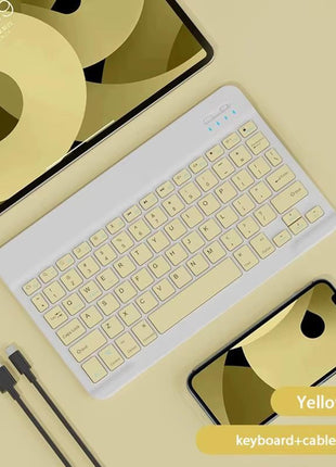 Rechargeable Ultra-Thin Wireless Keyboard and Mouse Set,  USB-C Charging Keyboard for Laptop Tablet Phoneyellow keyboard