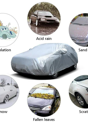 Waterproof PEVA Car Cover with UV Protection, Scratch Resistant, Breathable Elastic Hem, All-Weather Outdoor Vehicle Cover-XXL