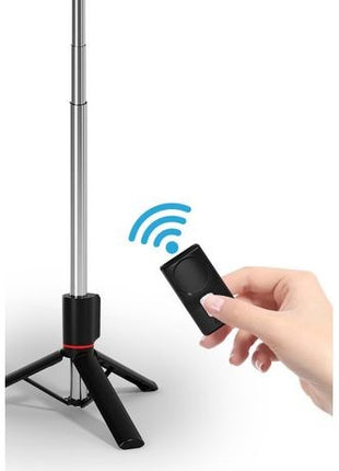 Bluetooth Selfie Stick Tripod with Built-In Remote, Extendable Stainless Steel Phone Stand for Smartphones 4.3–8 cm