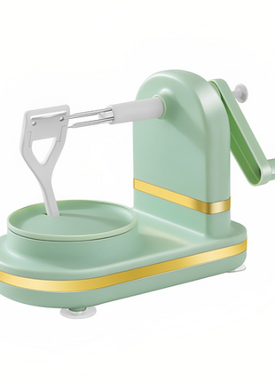 Manual Fruit Peeler with Adaptive Blade, Hand Crank, Suction Base