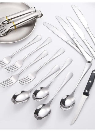 20-Piece Camping Utensil Set – Stainless Steel Outdoor Cooking Cutlery Kit with Plates, Tongs, Opener & Carry Bag