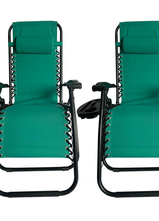 Outdoor Folding Reclining Lounge Chair 110×68×65 cm – Steel/Textilene – Adjustable Headrest & Cup‑Holder Tray – Multiple Colours