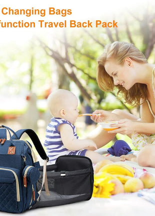Diaper Bag Backpack 16.5" – Waterproof Oxford Baby Bag with Changing Station, USB Port, 18 Pockets