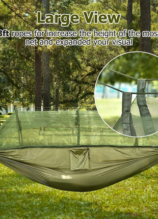 Camping Hammock 290x140cm Nylon with Mosquito Net – Lightweight Foldable Outdoor Hammock