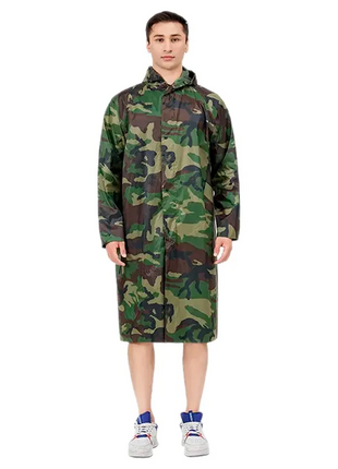 Waterproof Camping Raincoat Camo – Lightweight Showerproof Jacket with Hood & Zip Closure – Unisex