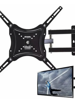 TV Wall Mount Bracket 14–55 inch – Cold Rolled Steel – Tilt & Swivel Arm – 40kg Capacity – VESA 100x100 to 400x400 – Black