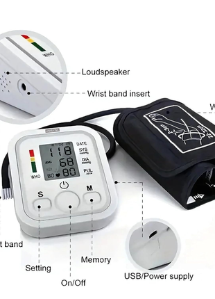 Fully Automatic Arm Blood Pressure Monitor  Digital LCD – Adjustable 22–32cm Cuff – USB or Battery Powered