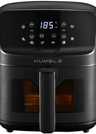 Humble 5.2L Air Fryer with Visible Window – Large Capacity, Black – Oil-Free Cooking with Adjustable Time & Temp, Easy to Clean, Family-Sized Electric Airfryer