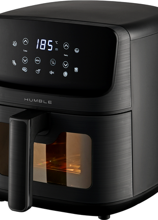 Humble 5.2L Air Fryer with Visible Window – Large Capacity, Black – Oil-Free Cooking with Adjustable Time & Temp, Easy to Clean, Family-Sized Electric Airfryer