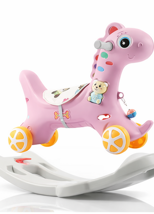 2-in-1 Toddler Rock and Ride Pony – Convertible Rocker/Ride-On – Pink